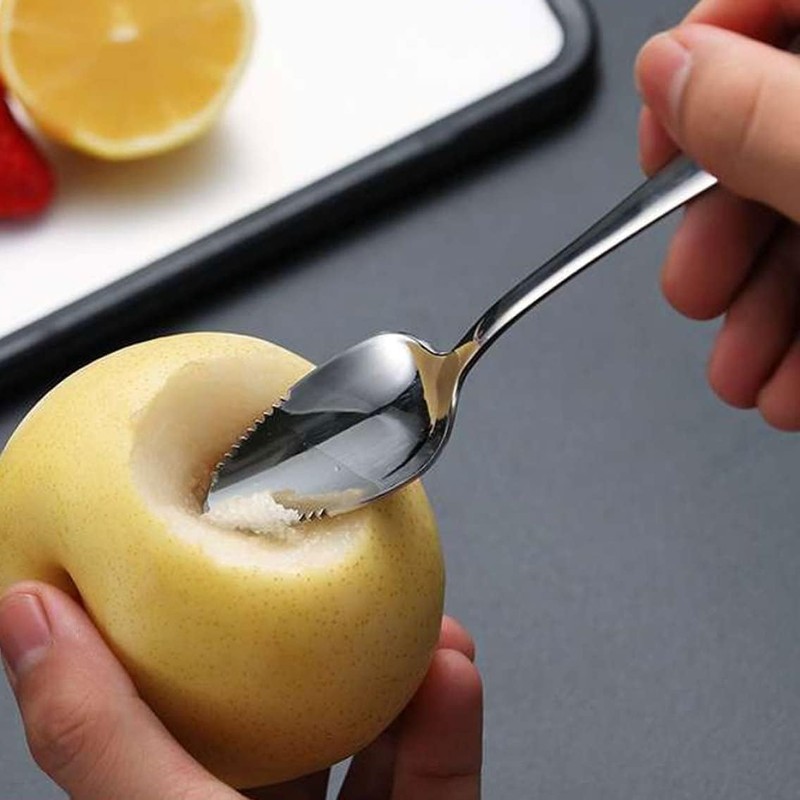 2 Pcs Silver Spoon Grapefruit Spoon Stainless Steel Grapefruit Spoon,