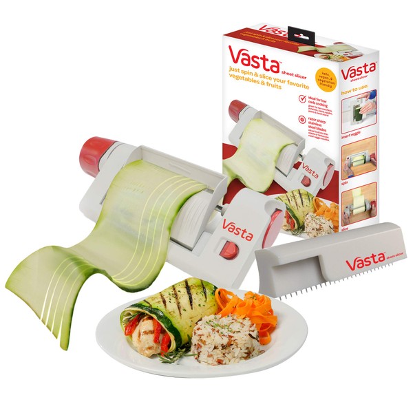 (Vasta) - Vasta Vegetable & Fruit Sheet Slicer - BPA-Free & Stores Away Easily - Create Low Carb Veggie Sheets, Lasagna, Fettucine from Zucchini, Potatoes, Beets, Apples, Pears - Keto, Vegan, Vegetarian