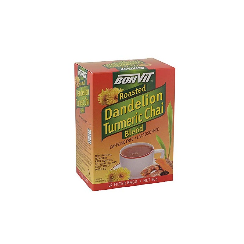 Bonvit Roasted Dandelion Turmeric Chai Blend Tea, 32 Filter Bags