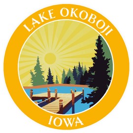 Lake Dock - Lake Okoboji - Iowa 3.5" Window Car Truck Sticker Decal Vacation Adventure Theme Novelty Applique