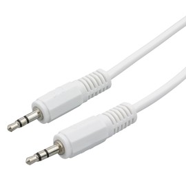 ecabo 10017 Stereo Audio Jack Cable 3.5 mm Jack Male to 3.5 mm Jack Plug - AUX Cable - for Car Radios, MP3 Players, Receivers, Computers, Laptops, 10.0 m, White