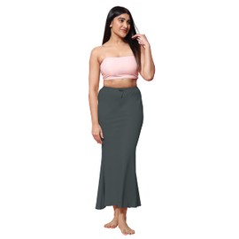 Jaanvi Fashion Women's Cotton Fishcut Saree Shapewear,Petticoat,Skirt, Comfortwear(shapewear-grey-xl-09)
