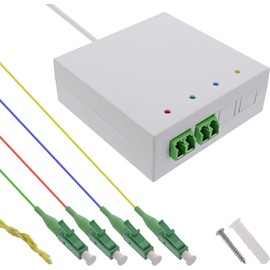 InLine FTTH 88115 Extension Box, 4x LC/APC, 9/125µm OS2, Pre-Assembled, 15 m, for Surface Mounting, White, Sturdy Fibreglass Extension