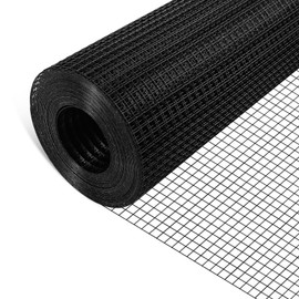 TUSON Black Hardware Cloth 1/2 inch 24 inch x 25 Foot 19 Gauge - Black Vinyl Coated Welded Wire Mesh Roll Chicken Wire Fencing Garden Fence Tree Guard Hardware Mesh Wire Fence Roll