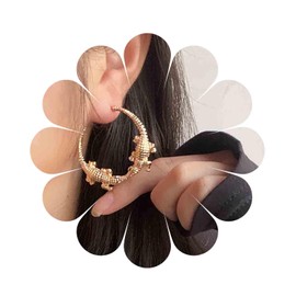 Yheakne Boho Crocodile Hoop Earrings Gold Crocodile Circle Earrings Punk Alligator Dangle Earrings Large Geometric C Shape Earrings Jewellery for Women and Girls, Zinc, No Gemstone