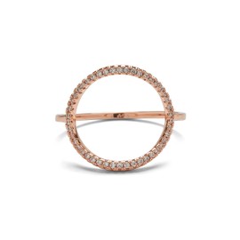 Pura Vida Rose Gold-Plated Pave Open Circle Ring - Cubic Zirconia Stones, Brass Base - Size 5-9, not known,