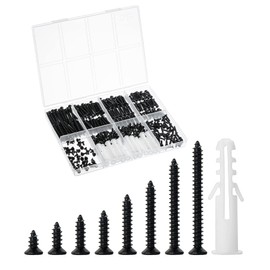 Mr. Pen- Wood Screws Assortment Kit, 400 Pcs, 20 M6 Screw Anchor, Black Phillips Tips, Flat Head, M3, Assorted Set