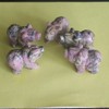 Hand Carved Mixed Gemstone Crystal Bear Figurine Animal Carving (Rhodonite)