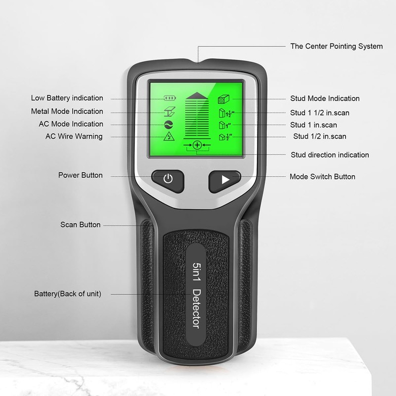 Lamsimoy 5-in-1 Studs Metal Detector Wall Scanner AC Wood Finder