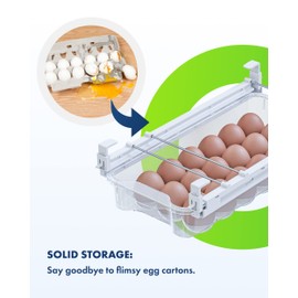 Skywin Refrigerator Egg Drawer - Snap-on Holder for Organizes and Protects Eggs - Adjustable and Space Saving, Storage Container