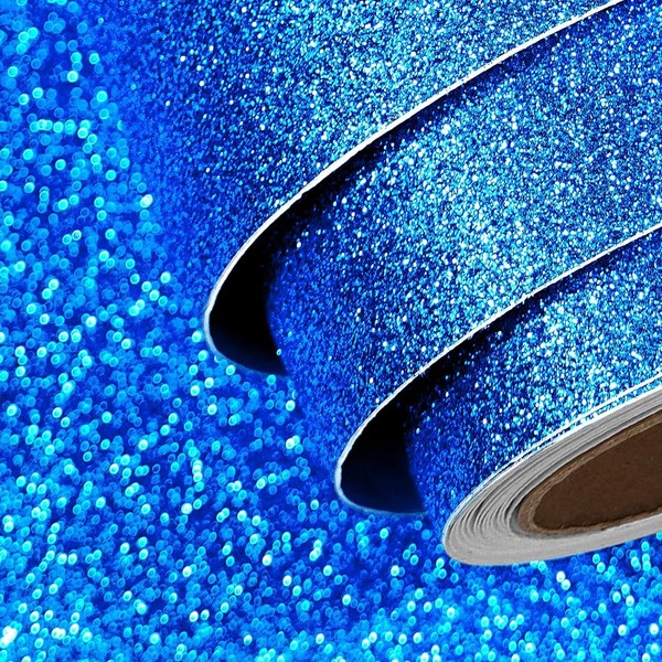 FunStick Royal Blue Glitter Cardstock 15.8"x78.8" Blue Glitter Paper Self