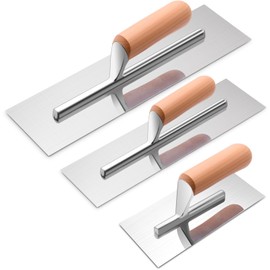 Lasnten 3 Piece Drywall Trowel, Stainless Steel Masonry Trowel Set Includes 14" x 4", 12" x 4", 8" x 3", Lightweight Wooden Handle, for Concrete Cement Plastering Construction Tool(Square Head)