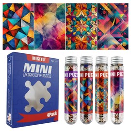 MISITU 4 Pack Mini Puzzles with 150 Pieces for Adults - Geometry Pattern - Travel Puzzle for Home Decoration