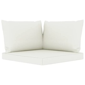 vidaXL Pallet Sofa Cushions 3 pcs Cream White Fabric