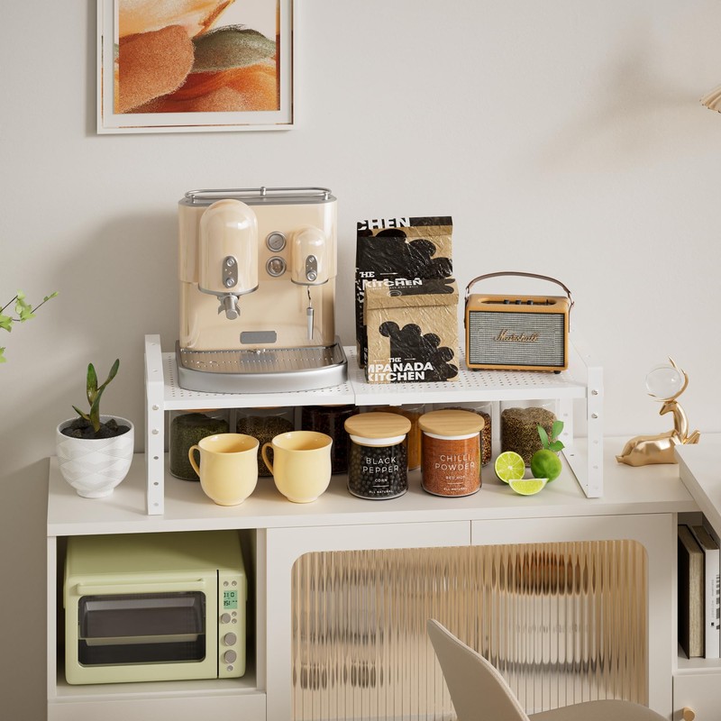 Wobmmi Expandable,Adjustable & Stackable Spice Rack, Cabinet Kitchen Countertop Shelf