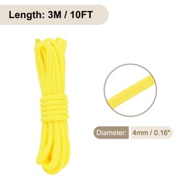 Rebower 550 Paracord Rope 3 m, 4mm Thin Paracord Nylon Cord 7-Strand Core [for Tent Camping Outdoor Gear] - Yellow