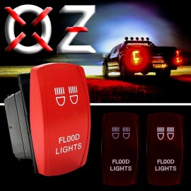 OZ-USA Flood Lights On/Off Red Rocker Switch 4-Pin Trucks Can-Am Polaris RV UTV Boat