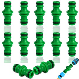 MOAZIFI Pack of 12 Hose Connectors, 1/2 Inch, Hose Coupling 1/2 Inch, Extension Coupling, for Garden Hose Coupling, Connecting Part, Two-Way Coupling for Garden and Home Tap (Green)