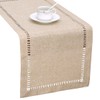 Grelucgo Handmade Hemstitch Beige Table Runner Or Dresser Scarf, Rectangular