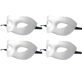 LECMACY Men Women Masquerade Mask, High Elastic Bendable Plastic Half Face Eye Mask, Solid Color, Suitable for All Prom (White 4 Pack)