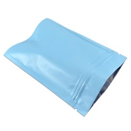 WACCOMT Pack Pack of 100 Matte Aluminium Foil Packaging Bag Zip Self Seal Flat Bag Food Storage Odour-Proof Mylar Bags (Matt Blue, 12 x 18 cm (4.7 x 7.1 inch))