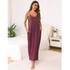 Marvmys Womens Cotton Slip Nightgowns Spaghetti Strap V Neck Long