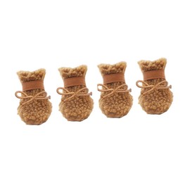 Minkissy Winter Dog Plush Boots 4 Pair Set Anti-Slip Comfortable and Durable Pet Footwear for Cold Days