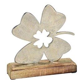jakopabra Decorative Four Leaf Clover Large 15 cm Hanging Ornament Metal Mango Wood St. Patrick's Day General Birthday Mother's Day Christmas