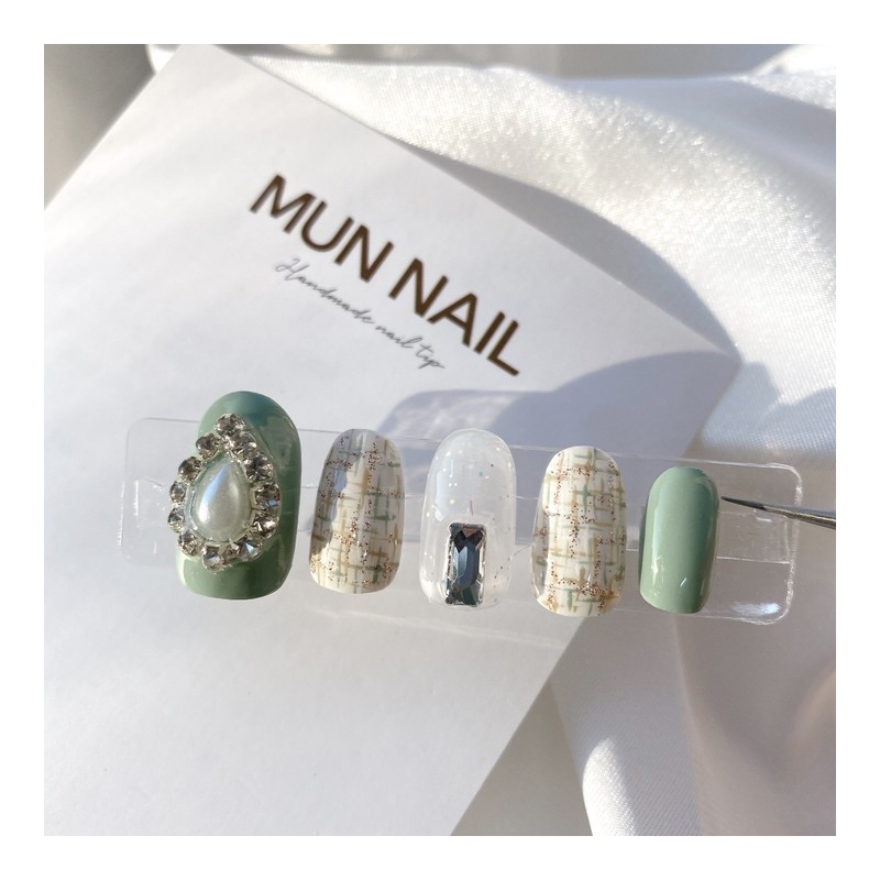 MunNail Pearl Tweed Nail Tip - Square / MunNail 진주