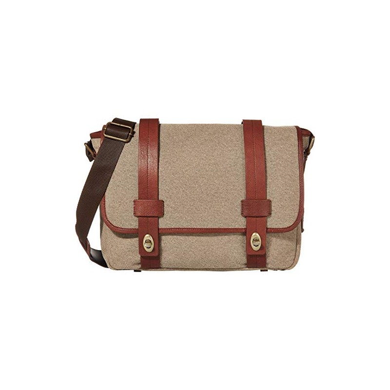 Bosca RFID Canvas/Washed Messenger Bag Khaki/Brown One Size