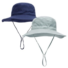 FUIPVGI 2 Pcs Baby Boys Bucket Hat Adjustable Sun Hat, Kids Sun Hat, Kids Bucket Hat, Boys Girls Sun Hat, Beach Sun Protection Hat Summer Hat Adjustable Chin Strap