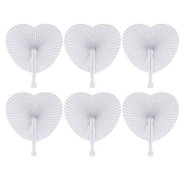 Toddmomy 48 Pcs Blank Fans Paper Folding Fans Handheld White Wedding Heart Shaped Accordion Fans for Crafts Party Decorations