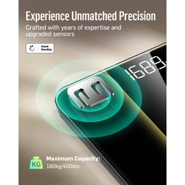 RunStar Digital Bathroom Scale for Body Weight with High Precision, Clear LED Backlight Display, Accurate Scale with 6mm Tempered Glass, 400lb