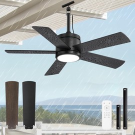 42 In Waterproof Outdoor Ceiling Fan with Light and Remote IP65 Plug in Wet Rated Outdoor Ceiling Fans for Patios Waterproof Gazebo Hanging Fan 3CCT 6 Speed, for Outside Porch Pergola Garage