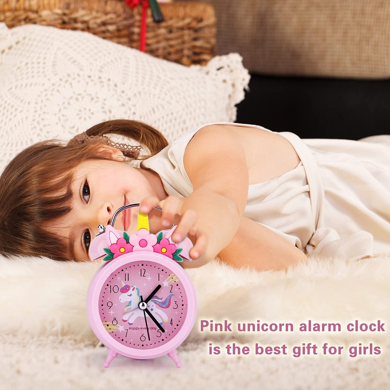 TCJJ Unicorn Alarm Clock for Girls - Non-Ticking, Quiet Bedside
