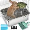NEWTRY Stainless Steel Bunny Litter Box, Metal Grid & Deep