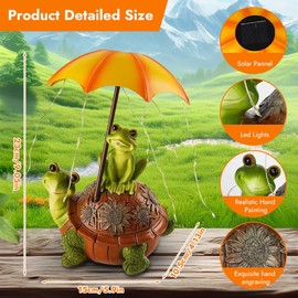 EUBSWA Solar Turtle Garden Ornaments, Turtle Garden Statue, Waterproof Pond Resin Animal Garden Sculpture Decoration for Patio, Lawn, Home, Yard