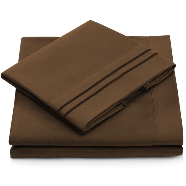 Full Size Bed Sheets - 4 Piece - Full Sheet Set - Deep Pocket - Silky Soft Hotel Luxury Bedding - Wrinkle, Fade & Stain Resistant (Full, Chocolate)