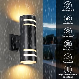 futxnziey Dusk to Dawn Wall Light 1 Pack, Modern Outdoor Wall Lights with LED Bulbs, Cylinder Black Porch Light Fixture Wall Mount, Up and Down Lighting Outdoor Wall Sconce for House Porch Door