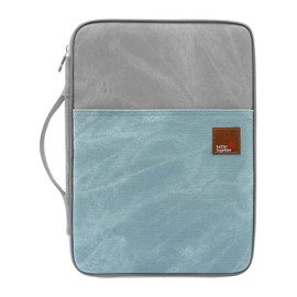 Lanola Travel Portfolio Water Resistant A4 Document Bag File Holder Passport Tablet Organizer for Office Pen Notebooks(Grey and Light Blue)