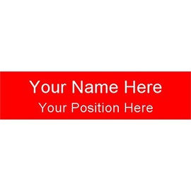 Customized Office Name Plate with Wall or Desk Holder - 2x8 - (Red/White Letters)