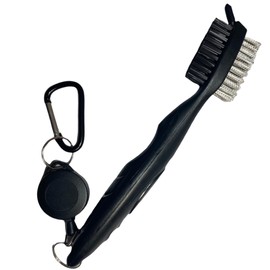 The Golfer's Workshop Golf Club Brush with Groove Cleaner - Retractable Zip Line & Carabiner Clip (Black)