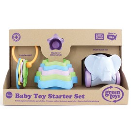 Green Toys Baby Toy Starter Set, First Keys/Stacking Cups/Elephant - 8 Piece Motor Skill Development Kids Toy. Safe for Babies and Toddlers. No BPA, phthalates, PVC. Dishwasher Safe, Recycled Plastic, Made in USA.