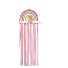 Bow Holder Hanging Hair Bow Organizer Hair Clips Storage for Girls Hair Bows,Boho Rainbow Wall Hair Clips Headband Storage Hanger for Girls (Style1, One size)