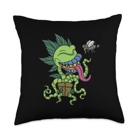 Venus Fly Trap Botanical Monster Plant Carnivorous Plant Throw Pillow