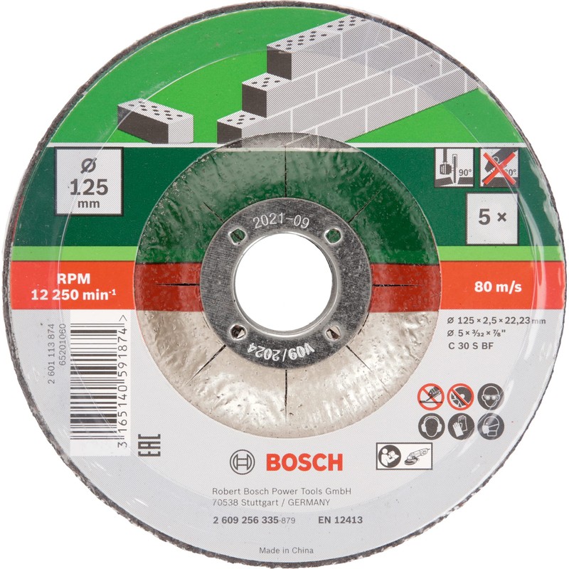 Bosch DIY Trennscheibe Stein für Winkelschleifer (5 Stück, Ø 125