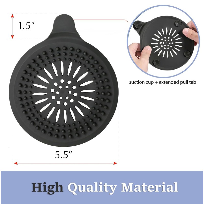 Hair Drain Catcher Bathtub, Shower, Sink Strainer, Reusable (Pack of