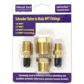 Vibrant Yard Co. LLC Schrader Valve to NPT Adapter Winterize Blow out Backflow Preventer & Sprinkler