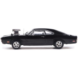 IXO Models 1970 Dodge Charger DCD 1/43 Scale Black Diecast Model with Blown Engine Features Detailed Wheels Metal Diecast Car