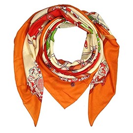 SeaBright TC-V-FZS-1404-1 Women's Shawl Blanket Shawl Viscose Large 130 x 130 cm, Orange / beige